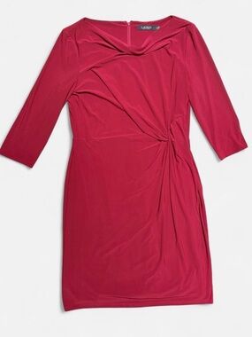 Lauren Ralph Lauren Berry Twist-Waist Long Sleeve Dress